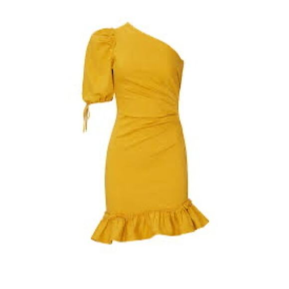 SIMKHAI One Shoulder Asymmetric Denim Dress Size 4 - Picture 2 of 5